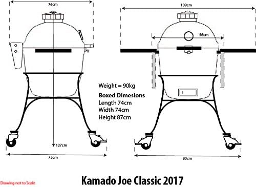 Kamado Joe KJ23RHC Classic Joe II 18-inch Charcoal Grill with Cart and Side Shelves, Blaze Red - Barbecue Whizz...Watch My Smoke!