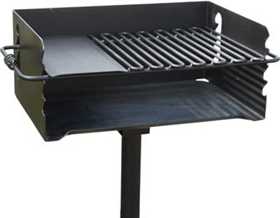 Pilot Rock CBP-247 Jumbo Park Style Heavy Duty Steel Outdoor BBQ Charcoal Grill with Cooking Grate and 2 Piece Post for Camping and Backyards, Black - Barbecue Whizz...Watch My Smoke!