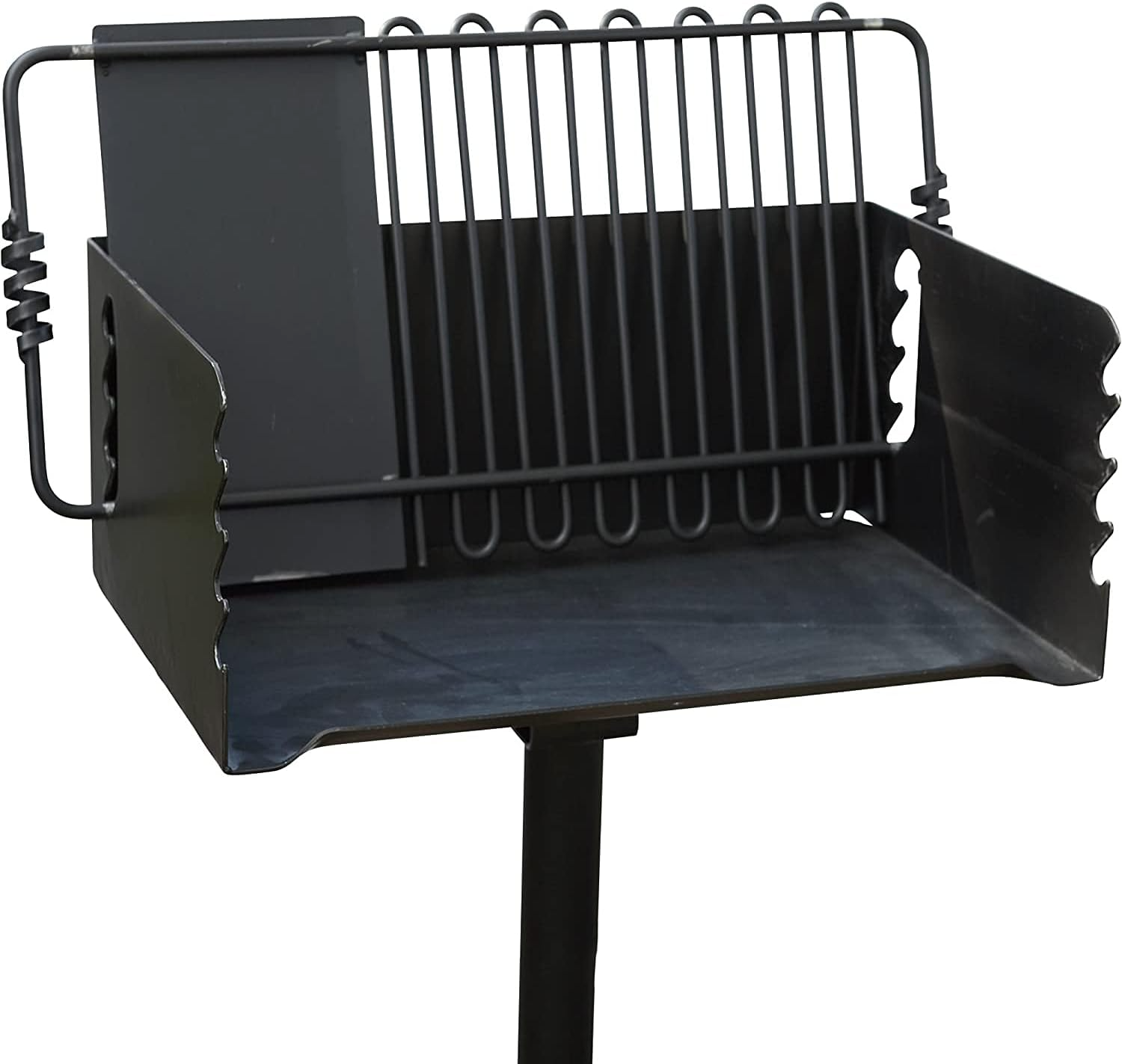 Pilot Rock CBP-247 Jumbo Park Style Heavy Duty Steel Outdoor BBQ Charcoal Grill with Cooking Grate and 2 Piece Post for Camping and Backyards, Black - Barbecue Whizz...Watch My Smoke!