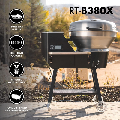 recteq RT-B380X Bullseye Deluxe Wood Pellet Grill + Grilling Basics Bundle - Wifi Enabled Smart Grill - Electric Pellet Smoker Grill, BBQ Grill, Outdoor Grill - Grill, Sear, Smoke, and More! - Barbecue Whizz...Watch My Smoke!