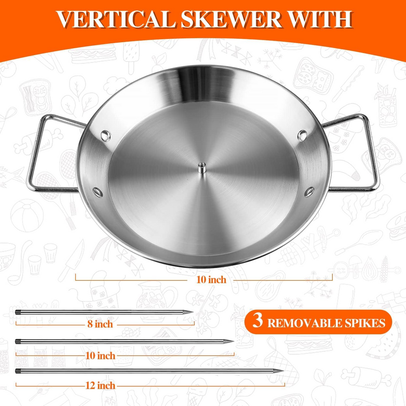 Al Pastor Skewer for Grill -Vertical Barbecue Stand Al Pastor, Kebabs, Shawarma, Gyros, with 10.5 inch base plate and 3 detachable sharp barbecue accessories (8 inches, 10 inches, and 12 inches) - Barbecue Whizz...Watch My Smoke!