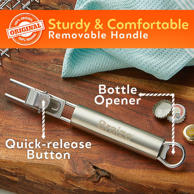 Stainless Steel Large Grill Basket with Easy Open/Close Lid and Removable Handle - 12.25 x 9.5 x 1.5 Inches - Includes Carry/Storage Bag for - Barbecue Whizz...Watch My Smoke!