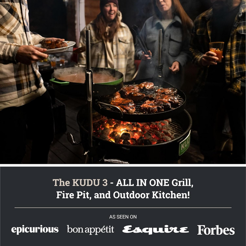 KUDU 3 Grill - Open Fire BBQ Grilling System, Portable Charcoal Grills - Barbecue Whizz...Watch My Smoke!