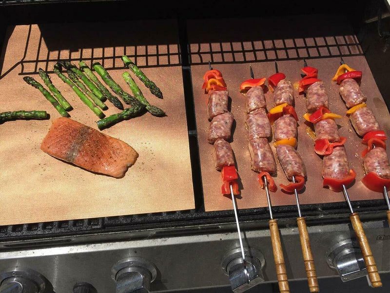 5pc Copper Grill Mats Baking Non Stick BBQ Mat Pad Bake Cooking Oven Sheet Liner - Barbecue Whizz...Watch My Smoke!