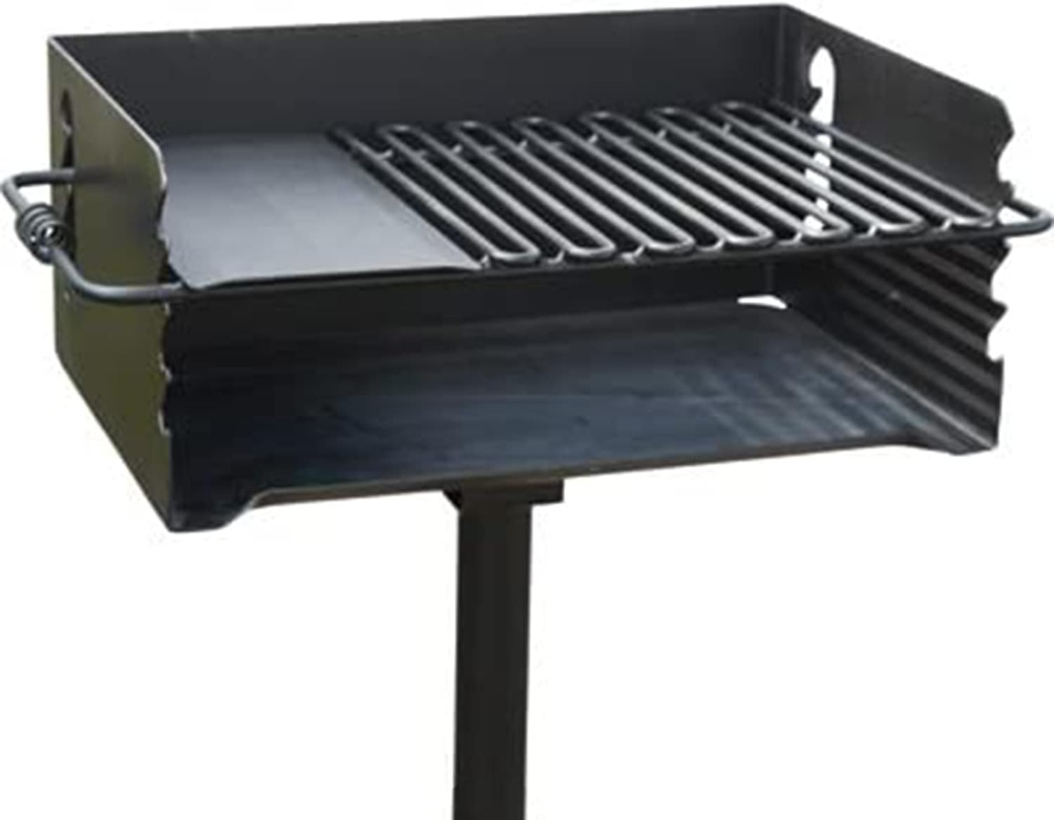 Pilot Rock CBP-247 Jumbo Park Style Heavy Duty Steel Outdoor BBQ Charcoal Grill with Cooking Grate and 2 Piece Post for Camping and Backyards, Black - Barbecue Whizz...Watch My Smoke!