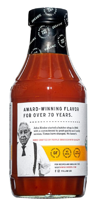 Kinder's Organic California Gold BBQ Sauce, 19 oz - Barbecue Whizz...Watch My Smoke!