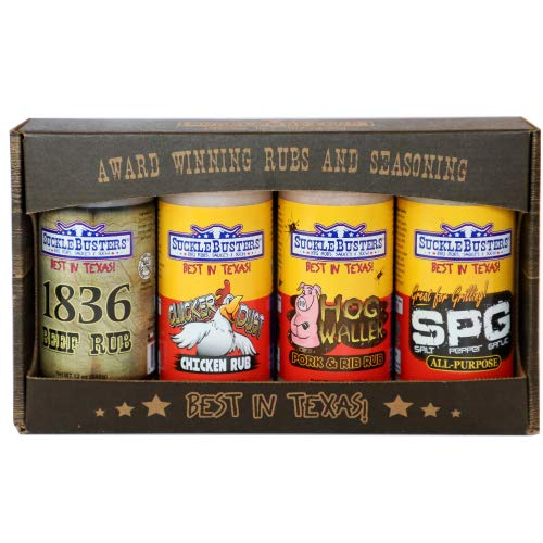 SuckleBusters BBQ Rub Gift Box - 4 Large Jars - Barbecue Whizz...Watch My Smoke!