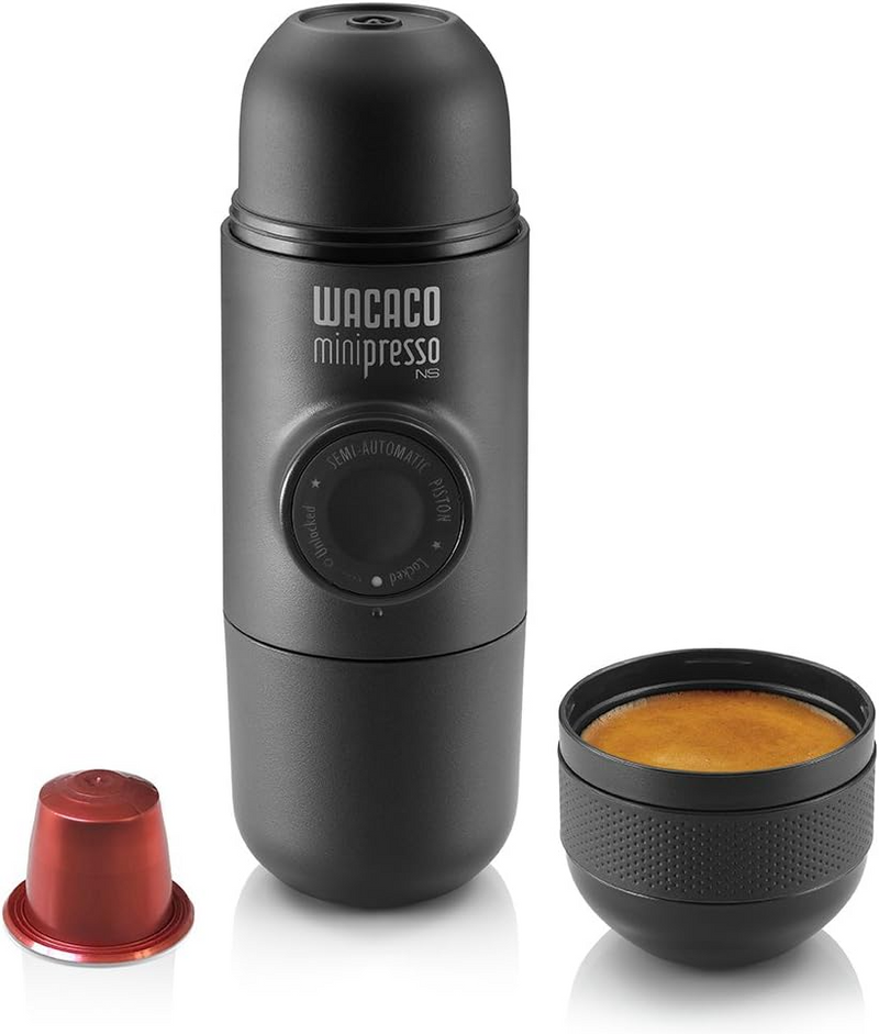 WACACO Minipresso NS, Portable Espresso Machine, Compatible Nespresso Original Capsules and Compatibles, Travel Coffee Maker, Manually Operated from Piston Action
