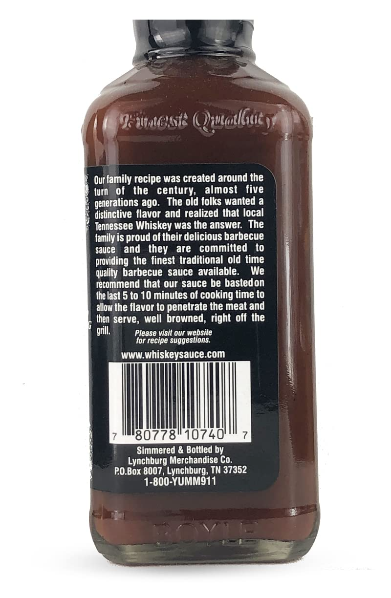 Historic Lynchburg Tennessee Whiskey Sweet and Mild Barbecue Sauce 86 Poof, Gluten Free, No MSG, Flavored with Jack Daniel Whiskey - Barbecue Whizz...Watch My Smoke!