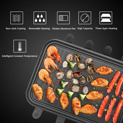 Indoor Grill Smokeless Korean BBQ Grill 2 IN 1 Griddle Electric Grill Raclette Table Grill Kitchen Appliances with 8 Mini Grill Cheese Pans Christmas Gift Removable Non-Stick Temperature Control,1500W - Barbecue Whizz...Watch My Smoke!