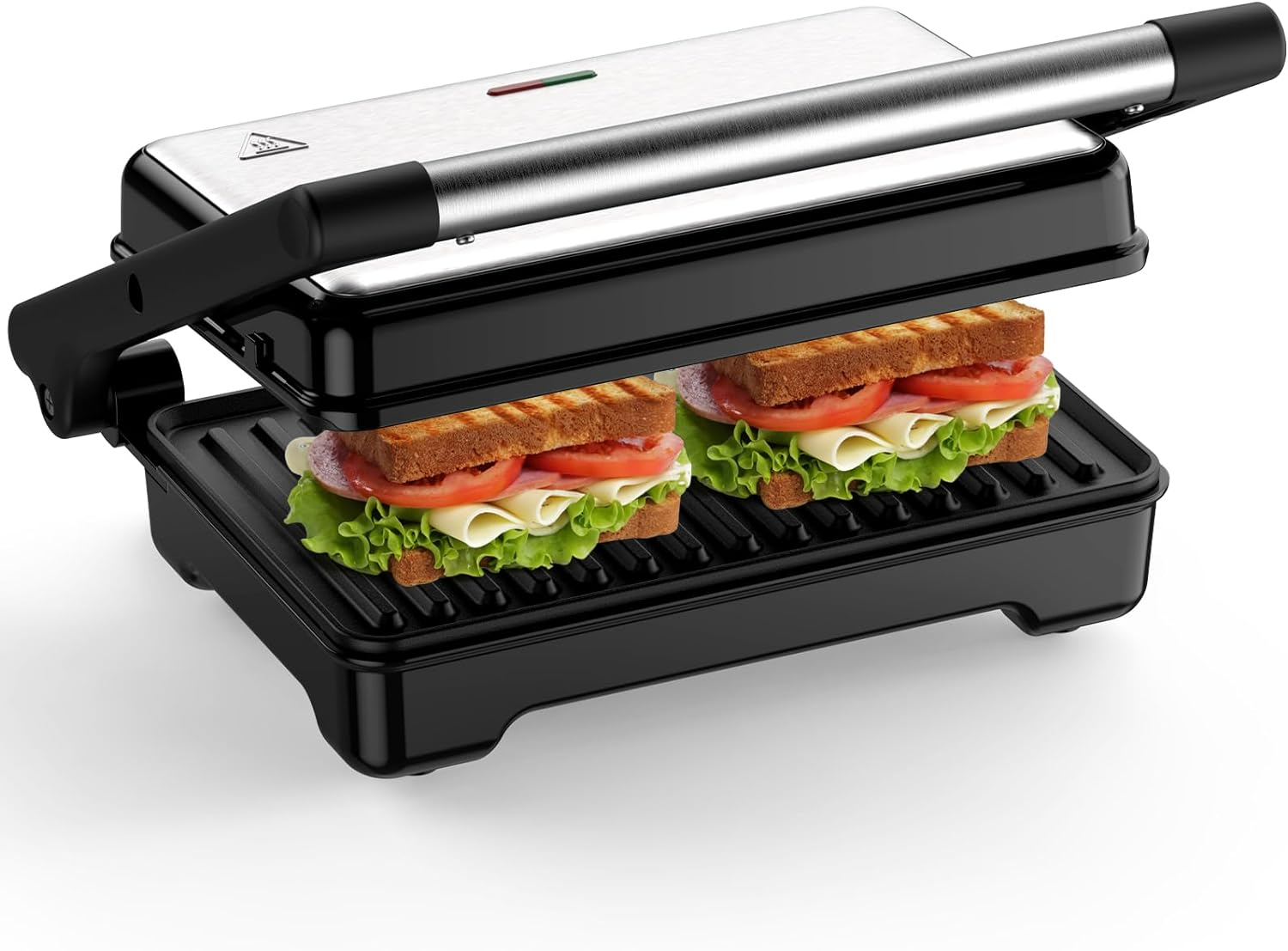 Panini Press OSTBA, Sandwich Press Grill 1200W, XXL Panini Maker with Nonstick Plates, Adjustable Temperature, Opens 180 Degrees, Easy to Clean - Barbecue Whizz...Watch My Smoke!