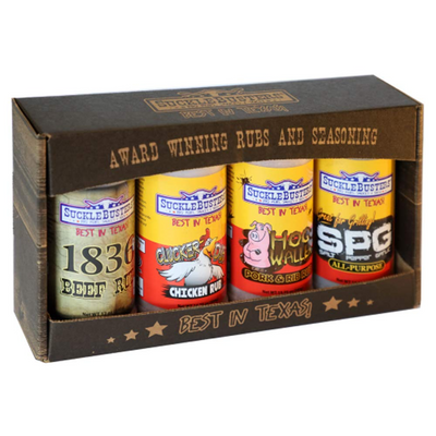 SuckleBusters BBQ Rub Gift Box - 4 Large Jars - Barbecue Whizz...Watch My Smoke!