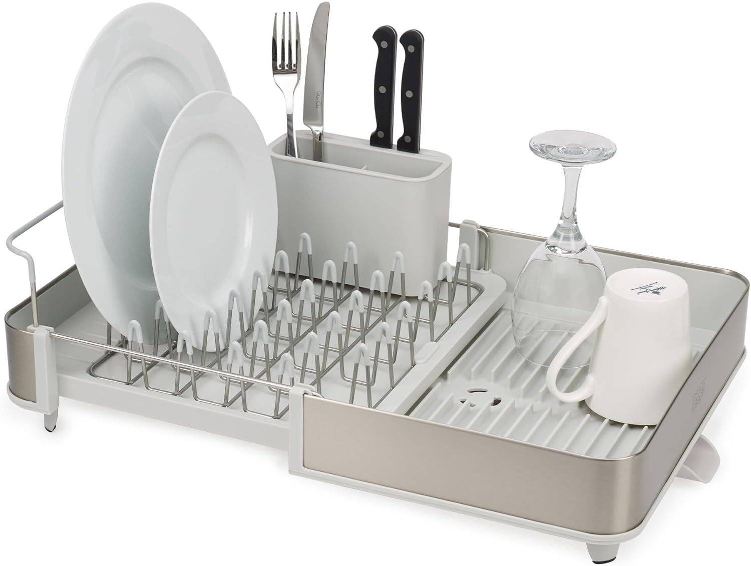 Joseph Joseph Extend Steel Expandable Dish Drainer Rack with Removable Cutlery Holder Swivel Draining Spout, Stainless Steel - Barbecue Whizz...Watch My Smoke!
