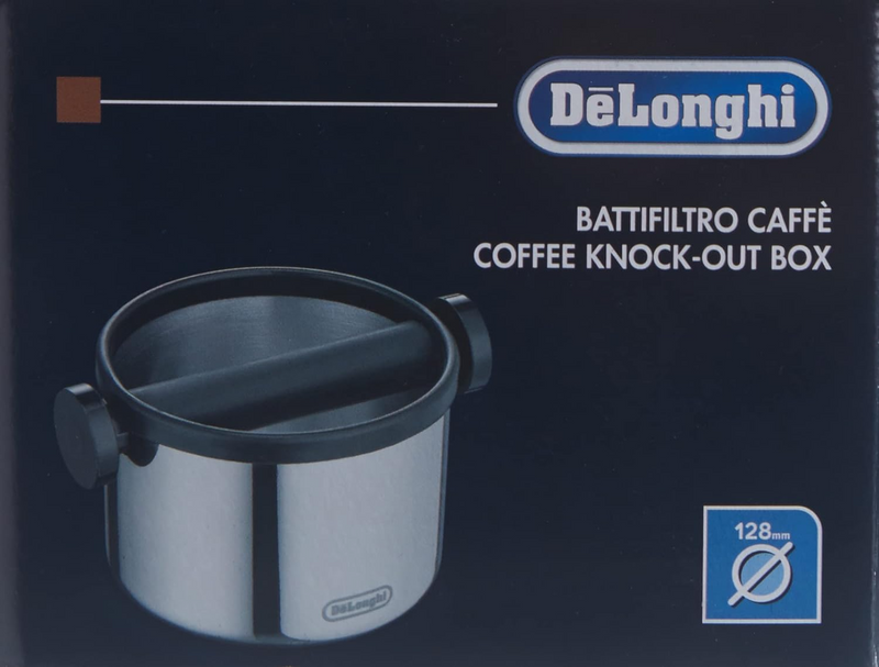 De'Longhi Espresso Knock Box, Easy and Mess-Free Disposal of Coffee Puck, Removable Bar and Non-Slip Base, Dishwasher Safe, Stainless Steel, (Large) 5-inch, DLSC062 - Barbecue Whizz...Watch My Smoke!
