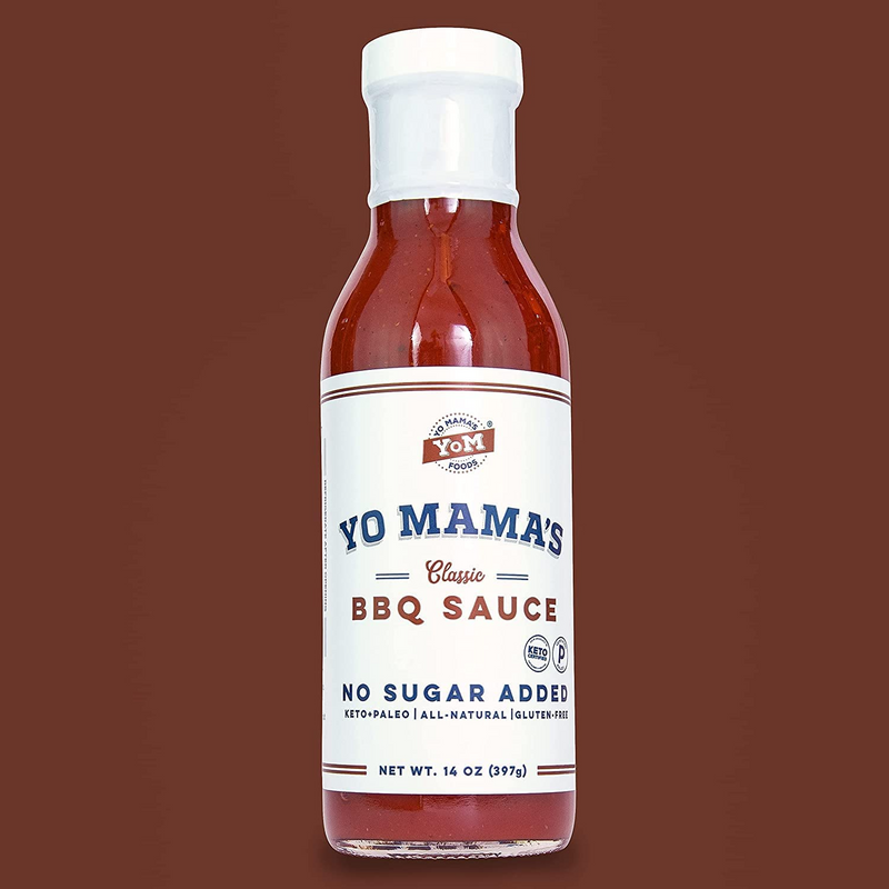 Yo Mama's Foods Keto Barbecue BBQ Sauce – (Pack of 2) - Vegan, No Sugar Added, Low Carb, Low Sodium, Gluten Free, Paleo, and Made with Whole Non-GMO Tomatoes! - Barbecue Whizz...Watch My Smoke!