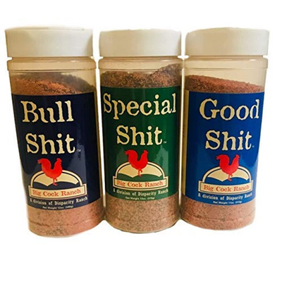 Big Cock Ranch All-Purpose Premium Seasoning Special Shit, Bull Shit, and Good Shit - Barbecue Whizz...Watch My Smoke!