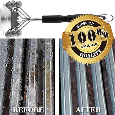 GRILLART Grill Brush and Scraper Bristle Free – Safe BBQ Brush for Grill – 18'' Stainless Grill Grate Cleaner - Safe Grill Accessories for Porcelain/Weber Gas/Charcoal Grill – Gifts for Grill Wizard - Barbecue Whizz...Watch My Smoke!