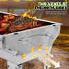 Magshion Integrated Portable Charcoal Grill, Outdoor Folding Barbeque Grill Stainless Steel Camp Picnic Cooker with Grill Pan, 36" x 13" x 27.5" - Barbecue Whizz...Watch My Smoke!