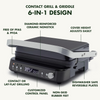 GreenPan 6-in-1 Multifunction Contact Grill & Griddle, Healthy Ceramic Nonstick Reversible Grill & Griddle Plates, Dual Heat Settings, Closed Panini Press, Open Flat Surface, PFAS-Free, Matte Black - Barbecue Whizz...Watch My Smoke!