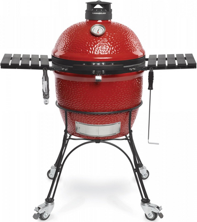 Kamado Joe KJ23RHC Classic Joe II 18-inch Charcoal Grill with Cart and Side Shelves, Blaze Red - Barbecue Whizz...Watch My Smoke!