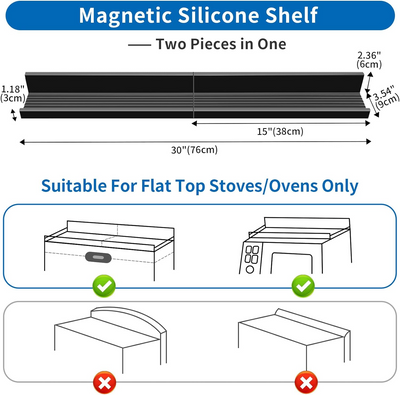 Magnetic Stove Top Shelf, 30" Stove Rack Magnetic Shelf for Kitchen Storage, Kitchen Shelf for Stove Organizer Above Stovetop Flat Back of Stove - Black - Barbecue Whizz...Watch My Smoke!