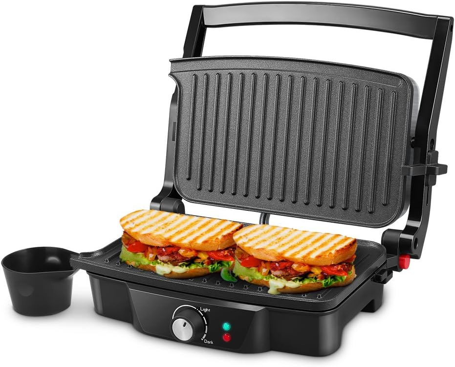 Panini Maker iSiLER 4 Slice Panini Press Grill Sandwich Maker with 2 Removable