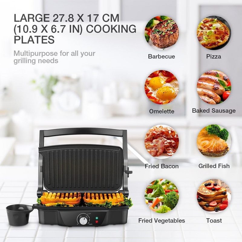 Panini Maker, iSiLER 4 Slice Panini Press Grill, Sandwich Maker Non-Stick Coated Plates, Opens 180 Degrees for Panini - Barbecue Whizz...Watch My Smoke!
