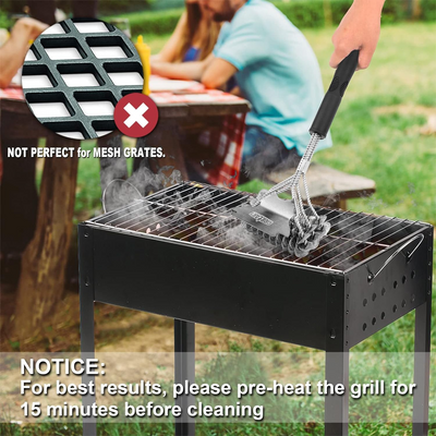 GRILLART Grill Brush and Scraper Bristle Free – Safe BBQ Brush for Grill – 18'' Stainless Grill Grate Cleaner - Safe Grill Accessories for Porcelain/Weber Gas/Charcoal Grill – Gifts for Grill Wizard - Barbecue Whizz...Watch My Smoke!