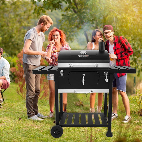 Royal Gourmet CD1824EN 24” Charcoal Grill Outdoor Smoker with Side