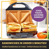 Gotham Steel Nonstick Panini Press Sandwich Maker, 2in1 Breakfast Sandwich Maker Grill / Sandwich Press Grill with Indicator Light, Grilled Cheese Maker Makes 2 Sandwiches with Easy Cut Edges - Barbecue Whizz...Watch My Smoke!