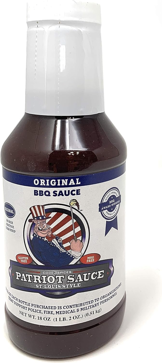 Patriot BBQ Sauce, 21 Ounce Bottle, Original St. Louis Competition Style Barbecue Flavor, Made Without High Fructose Corn Syrup, Gluten-Free, No MSG - Barbecue Whizz...Watch My Smoke!