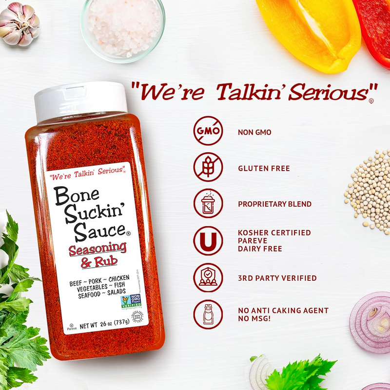 Bone Suckin' Barbecue Sauce - BBQ Seasoning & Rub, Gluten Free, Perfect for Pork Ribs and Spicy Sauce BBQ Fans - 737g (26 oz) - Barbecue Whizz...Watch My Smoke!