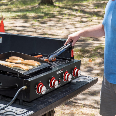 Royal Gourmet GD4002T 4-Burner Tailgater Grill & Griddle Combo, Portable Propane Gas Grill and Griddle, 2-in-1 Combo Design for Backyard or Outdoor BBQ Cooking, 40,000 BTU, Black - Barbecue Whizz...Watch My Smoke!