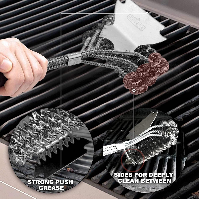 GRILLART Grill Brush and Scraper Bristle Free – Safe BBQ Brush for Grill – 18'' Stainless Grill Grate Cleaner - Safe Grill Accessories for Porcelain/Weber Gas/Charcoal Grill – Gifts for Grill Wizard - Barbecue Whizz...Watch My Smoke!