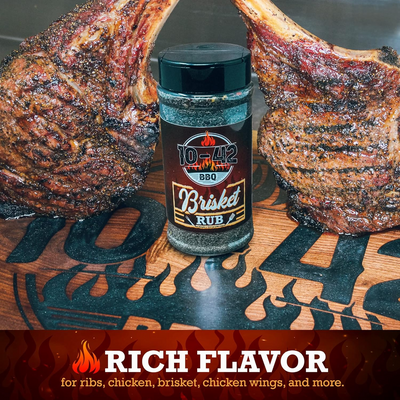 10-42 BBQ Brisket Rub - All-Natural Spice Seasoning for Steak, Rib, Beef Brisket - Barbecue Meat Seasoning Dry Rub - BBQ Rubs and Spices for Smoking and Grilling - No MSG, 0 Calorie - 10.5oz Bottle - Barbecue Whizz...Watch My Smoke!