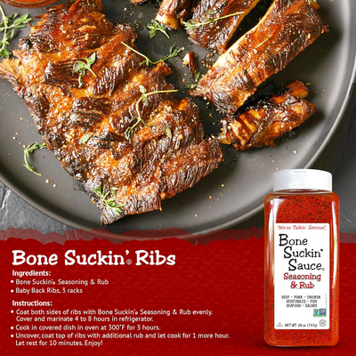 Bone Suckin' Barbecue Sauce - BBQ Seasoning & Rub, Gluten Free, Perfect for Pork Ribs and Spicy Sauce BBQ Fans - 737g (26 oz) - Barbecue Whizz...Watch My Smoke!