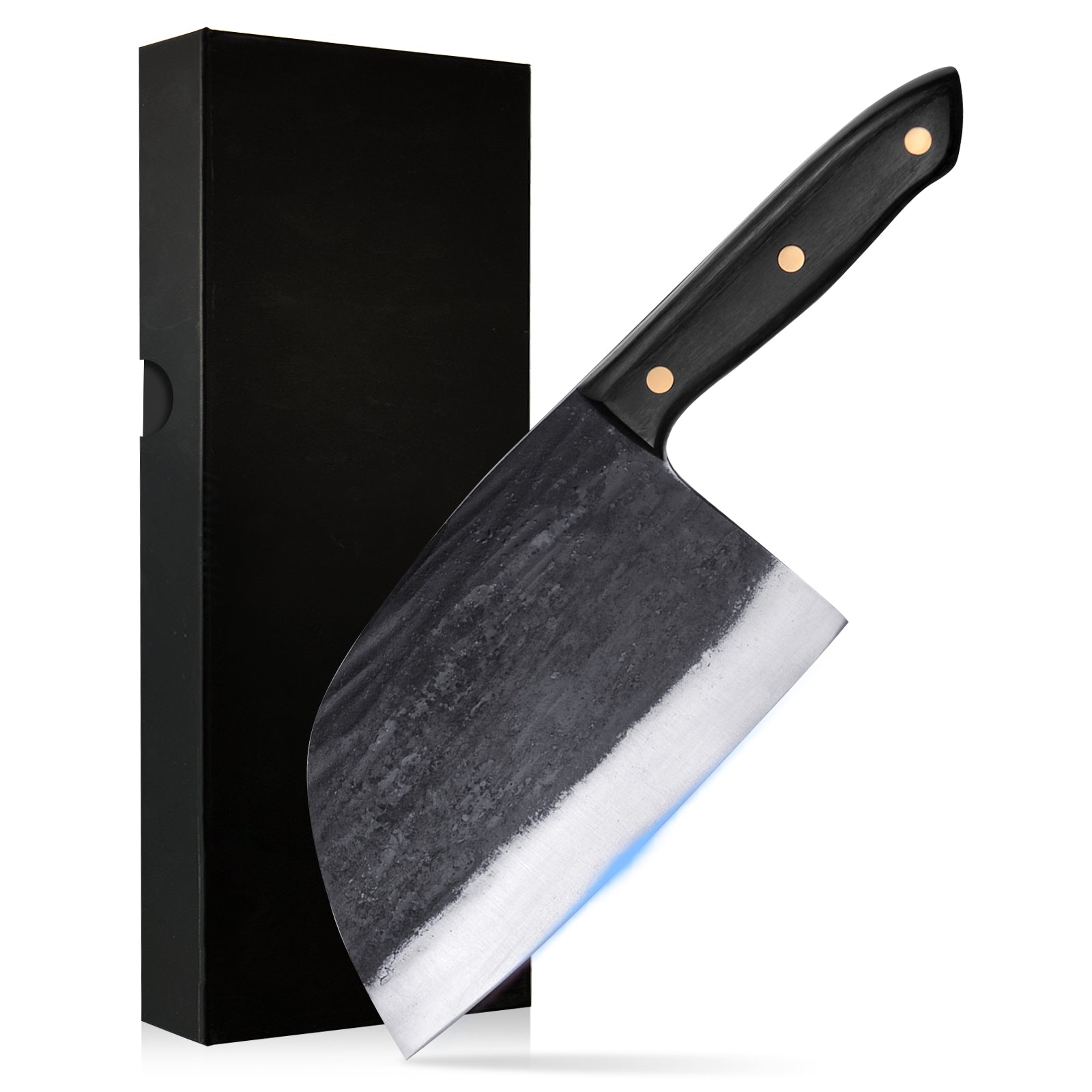 Qulajoy Serbian Chef Knife 6.7 Inch - High Carbon Steel Meat Cleaver - Professional Japanese Full Tang Hammered Cutting Knife For Kitchen Camping BBQ Outdoor - Barbecue Whizz...Watch My Smoke!