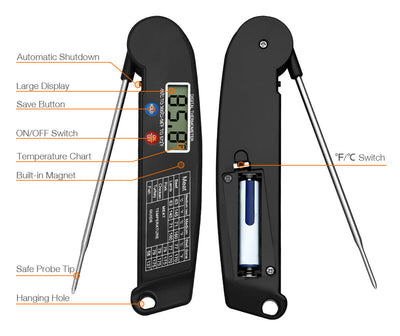 Digital Cooking Meat Thermometer Instant Read Food Steak Oven Smoker BBQ Grill Meat Thermometer Barbecue Accessories For Oven Grill BBQ Smoker Rotisserie Kitchen - Barbecue Whizz...Watch My Smoke!