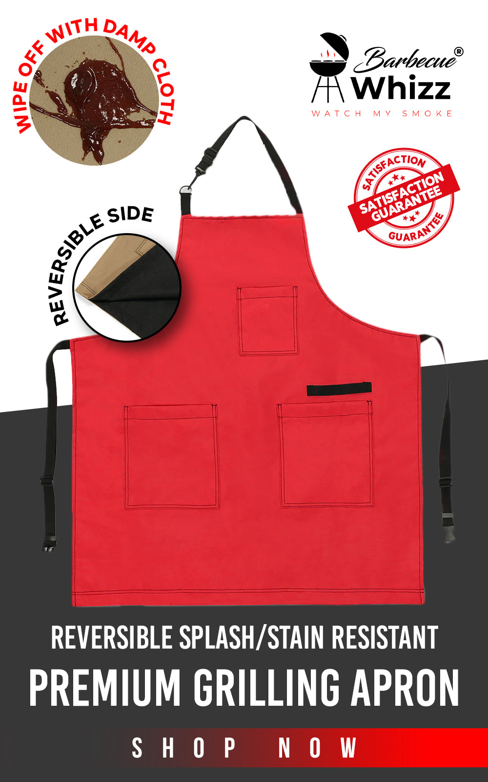 Reversible Splash Stain Grilling Aprons - Barbecue Whizz - Barbecue Whizz...Watch My Smoke